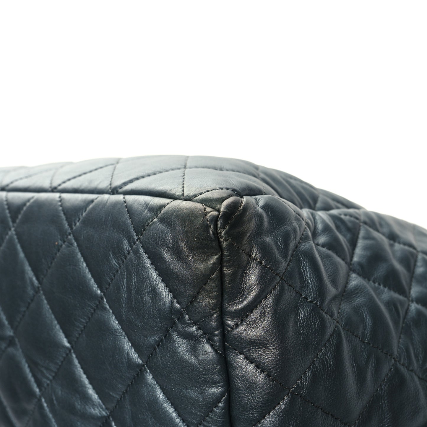 Metallic Lambskin Quilted Large Week End on Mars Tote Dark Grey