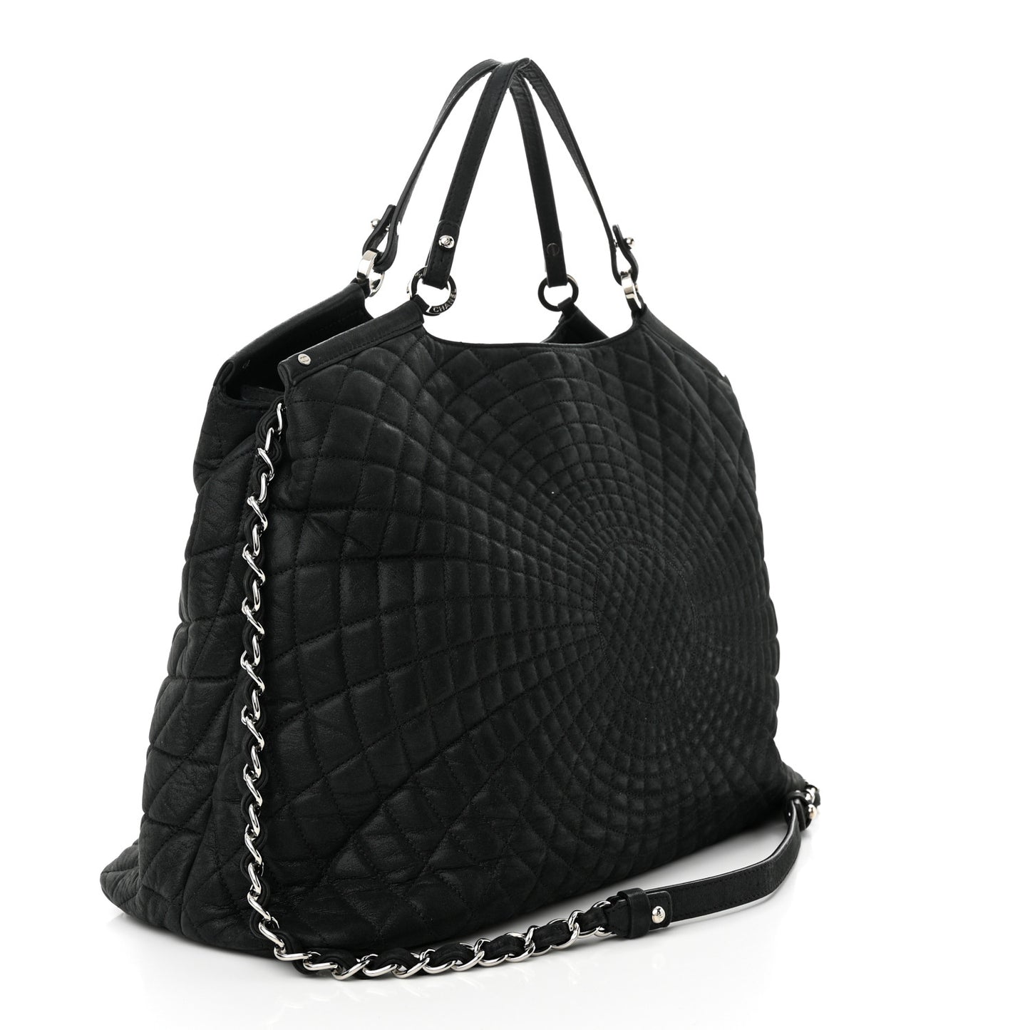 Iridescent Calfskin Large Sea Hit Tote Black