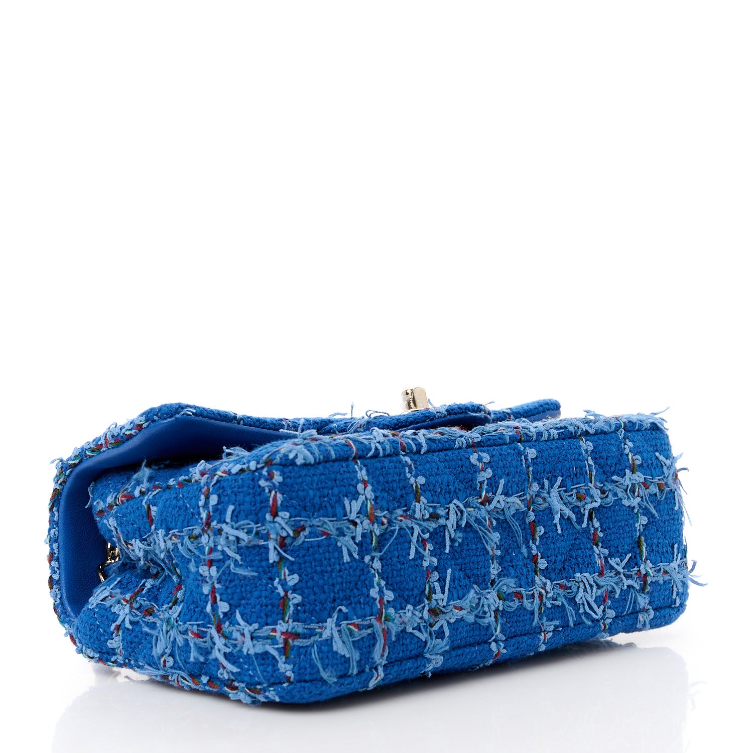 Chanel Tweed Quilted Mini Rectangular Flap Blue Red Khaki 4 of 12
