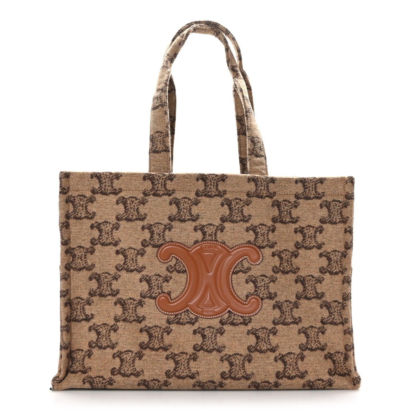 Canvas Calfskin Triomphe Large Cabas Thais Camel