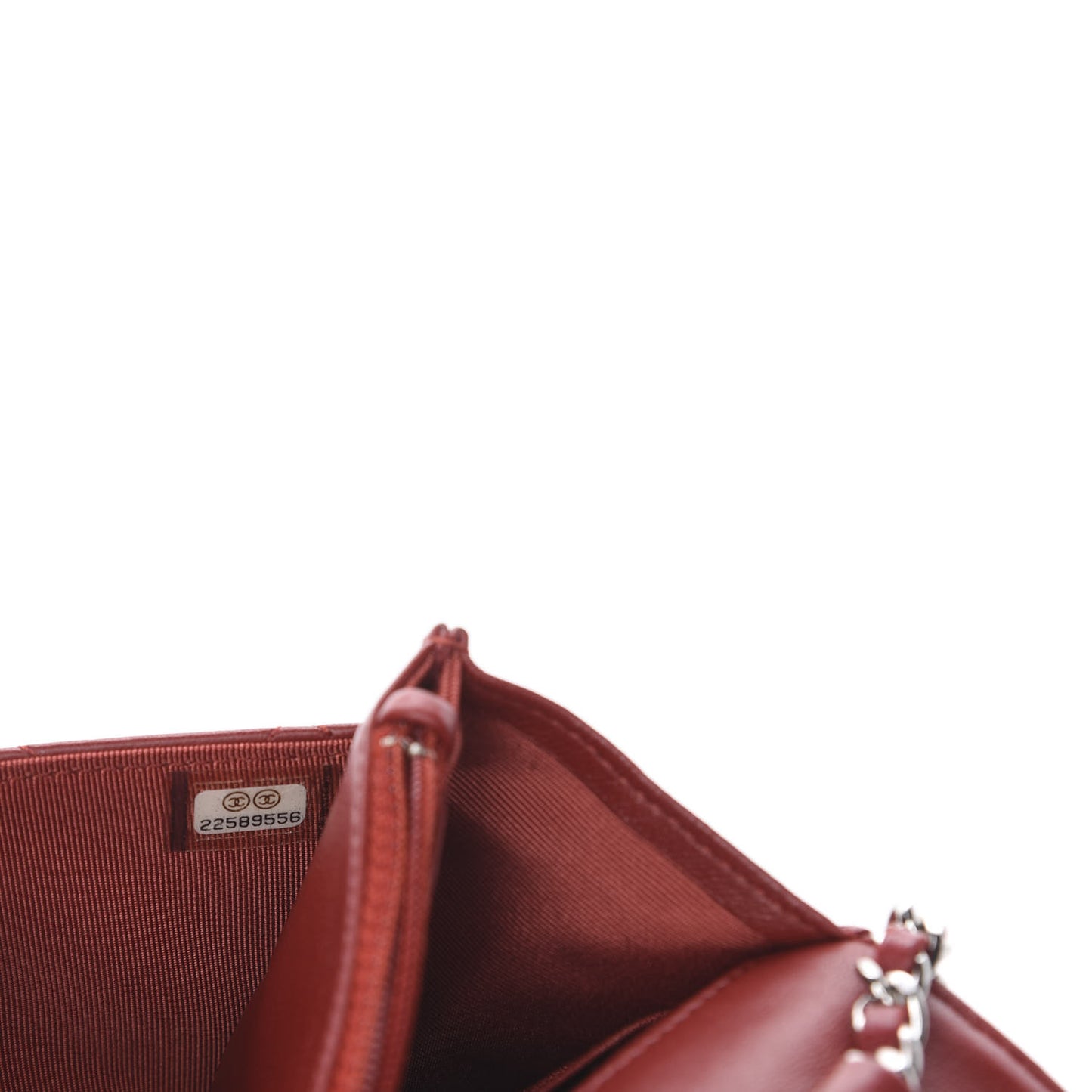 Lambskin Quilted Wallet On Chain WOC Red
