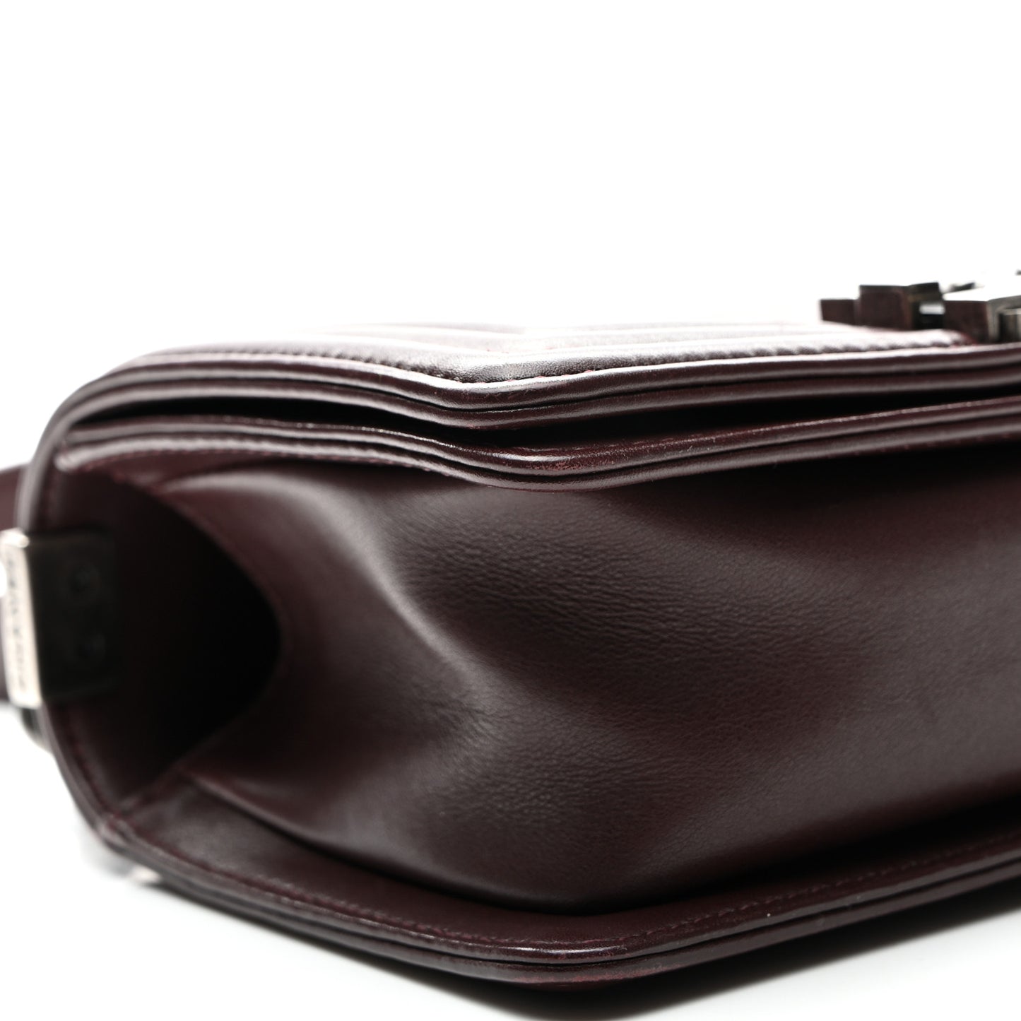 Calfskin Chevron Quilted Small Boy Flap Burgundy