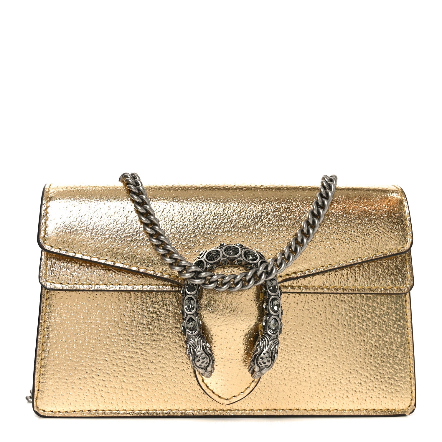 GUCCI ゴールド パーティーバッグ Gucci Metallic Calfskin Super Mini Dionysus Shoulder Bag Gold
