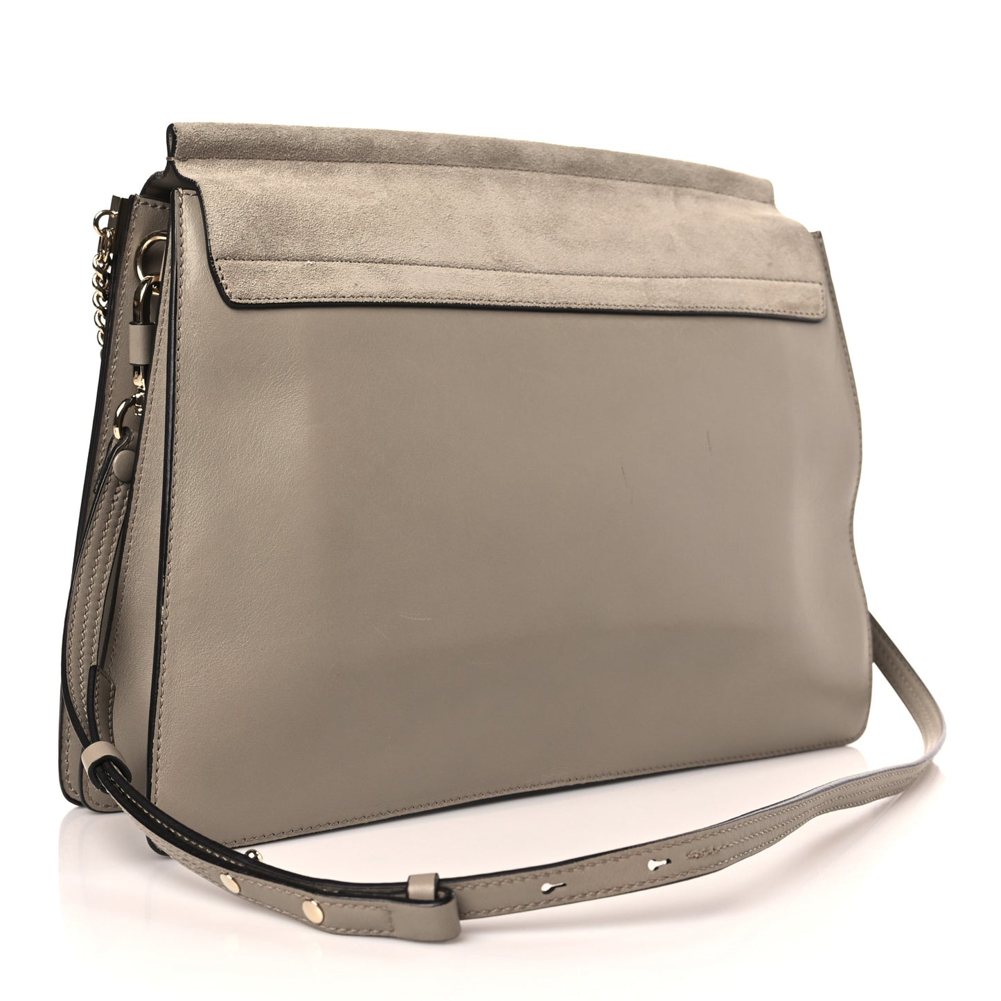 Calfskin Suede Medium Faye Shoulder Bag Motty Grey