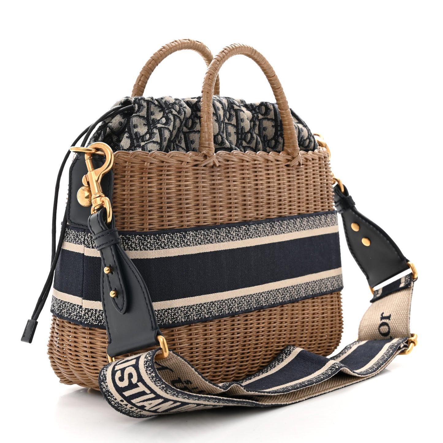 Wicker Oblique Basket Bag Blue