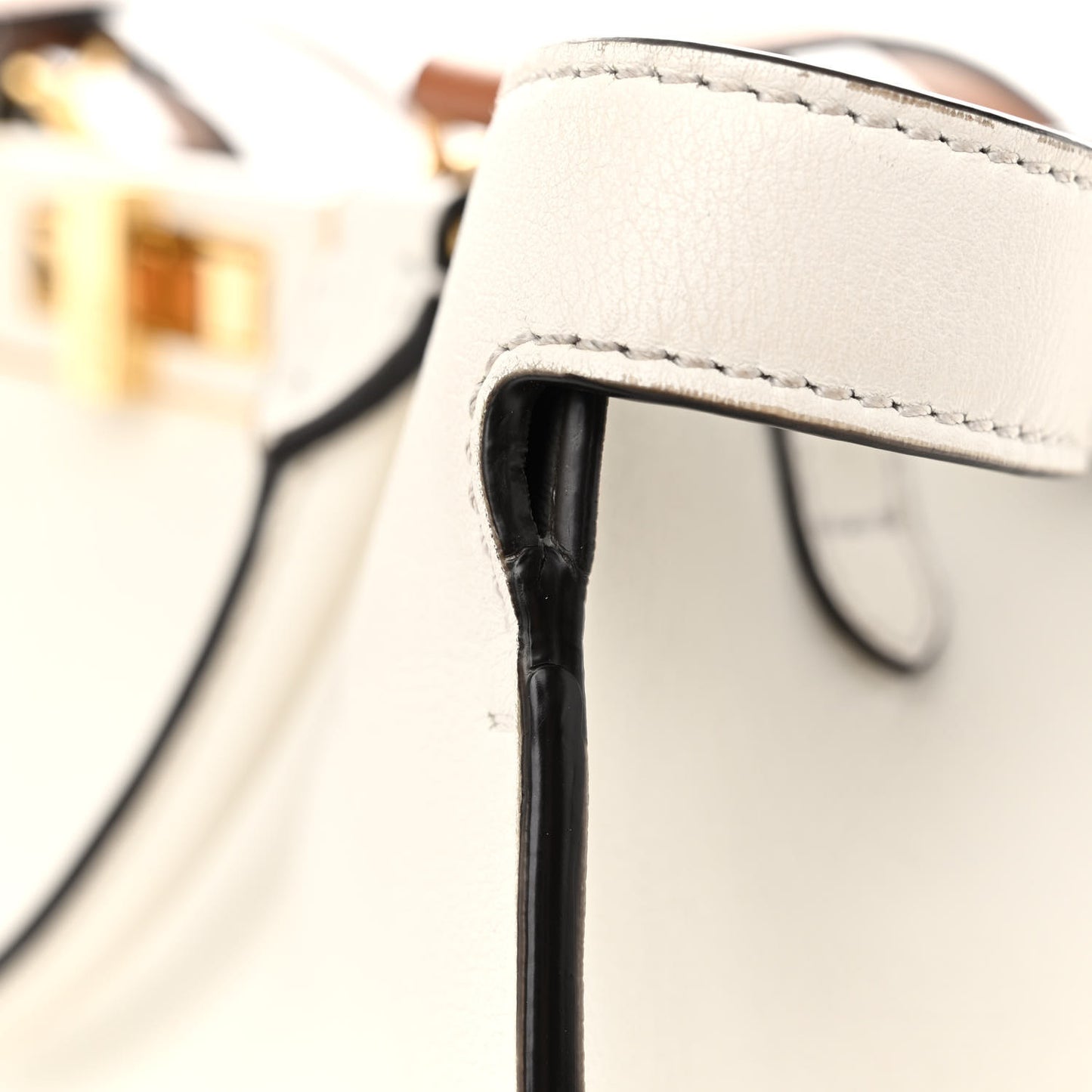 Vitello Seta Century Small Peekaboo X-Tote White Brandy
