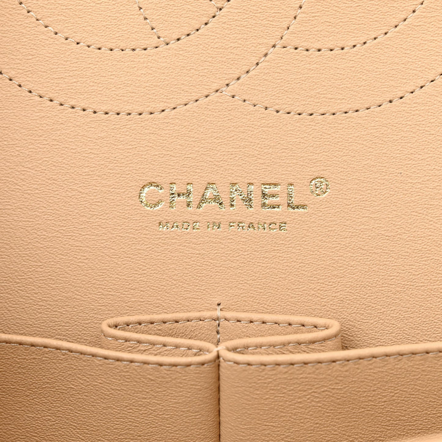 Caviar Quilted Jumbo Double Flap Beige