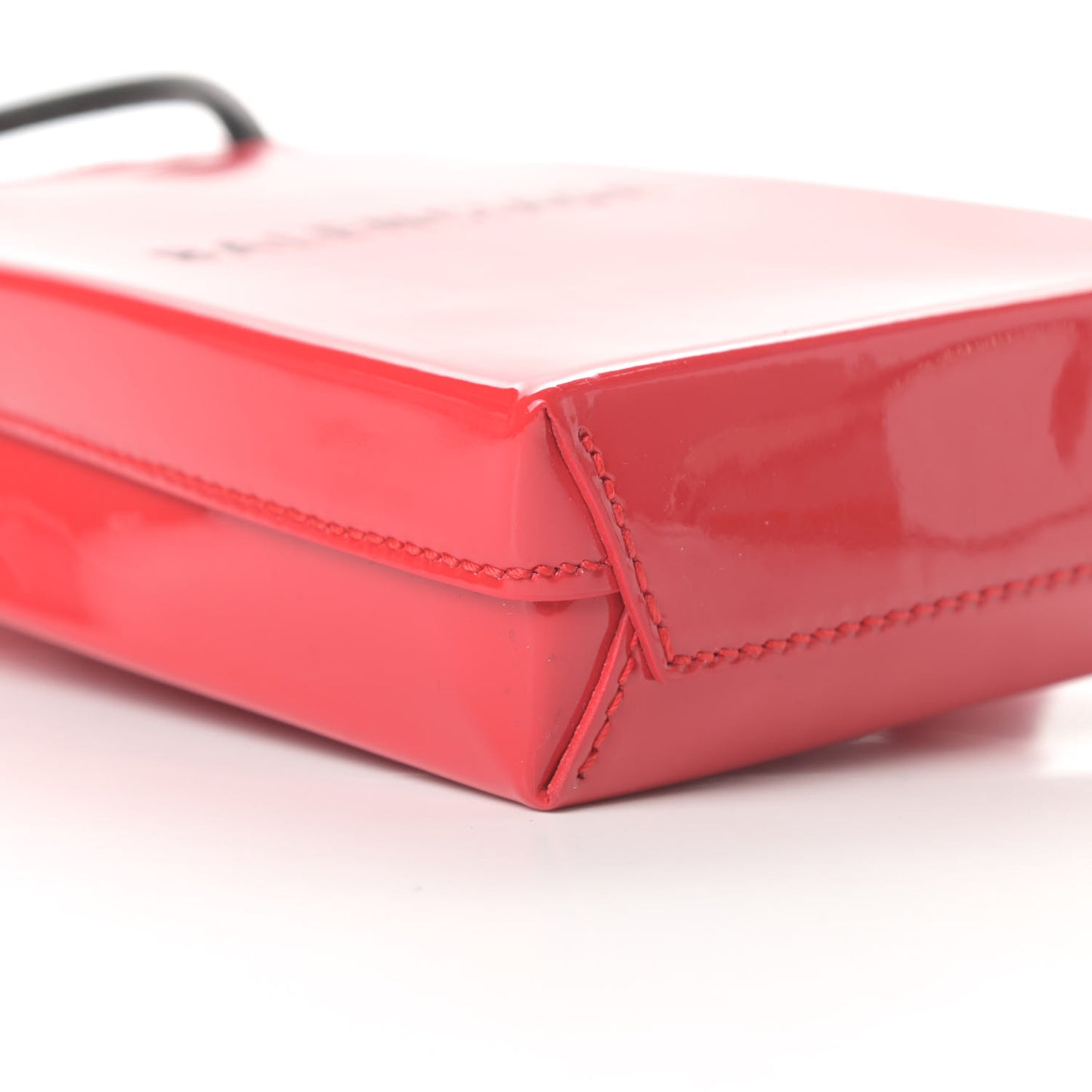 Patent Calfskin Logo Shopping Phone Holder Bag Bright Red