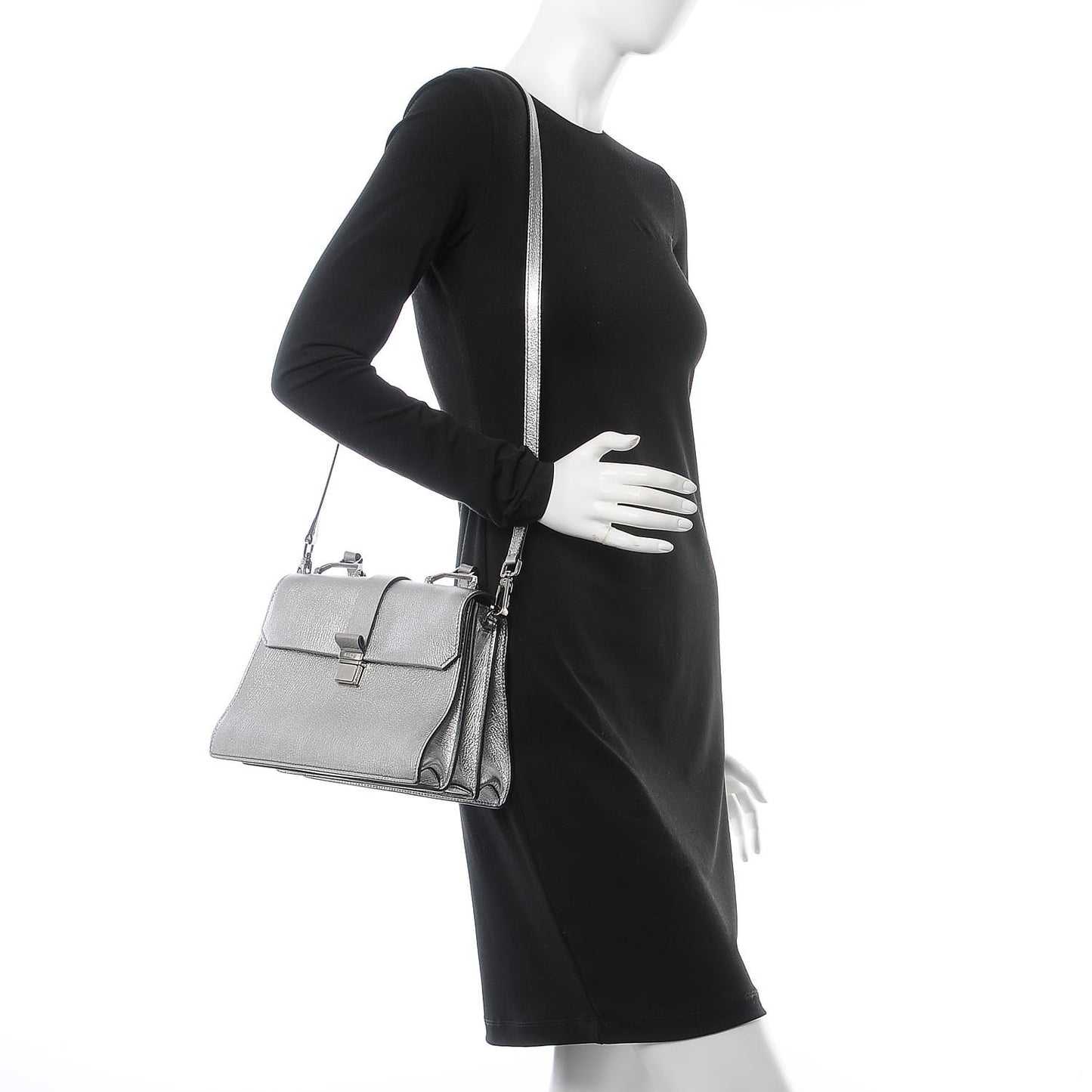 Goatskin Madras Top Handle Bag Silver