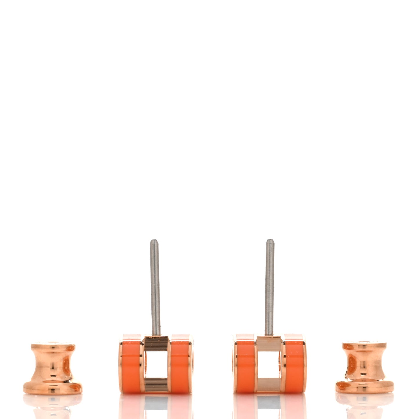 Rose Gold Lacquered Mini Pop H Earrings Orange
