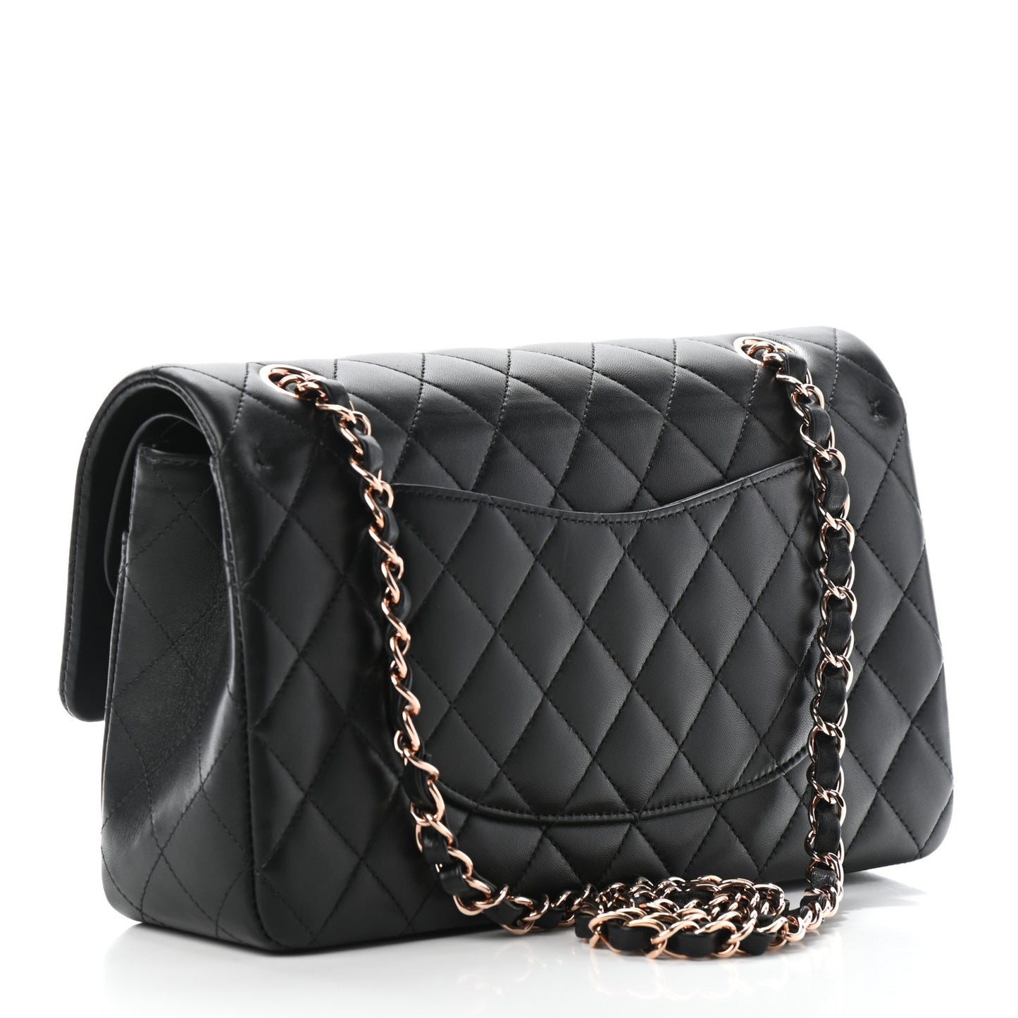 Lambskin Quilted Medium Double Flap Black