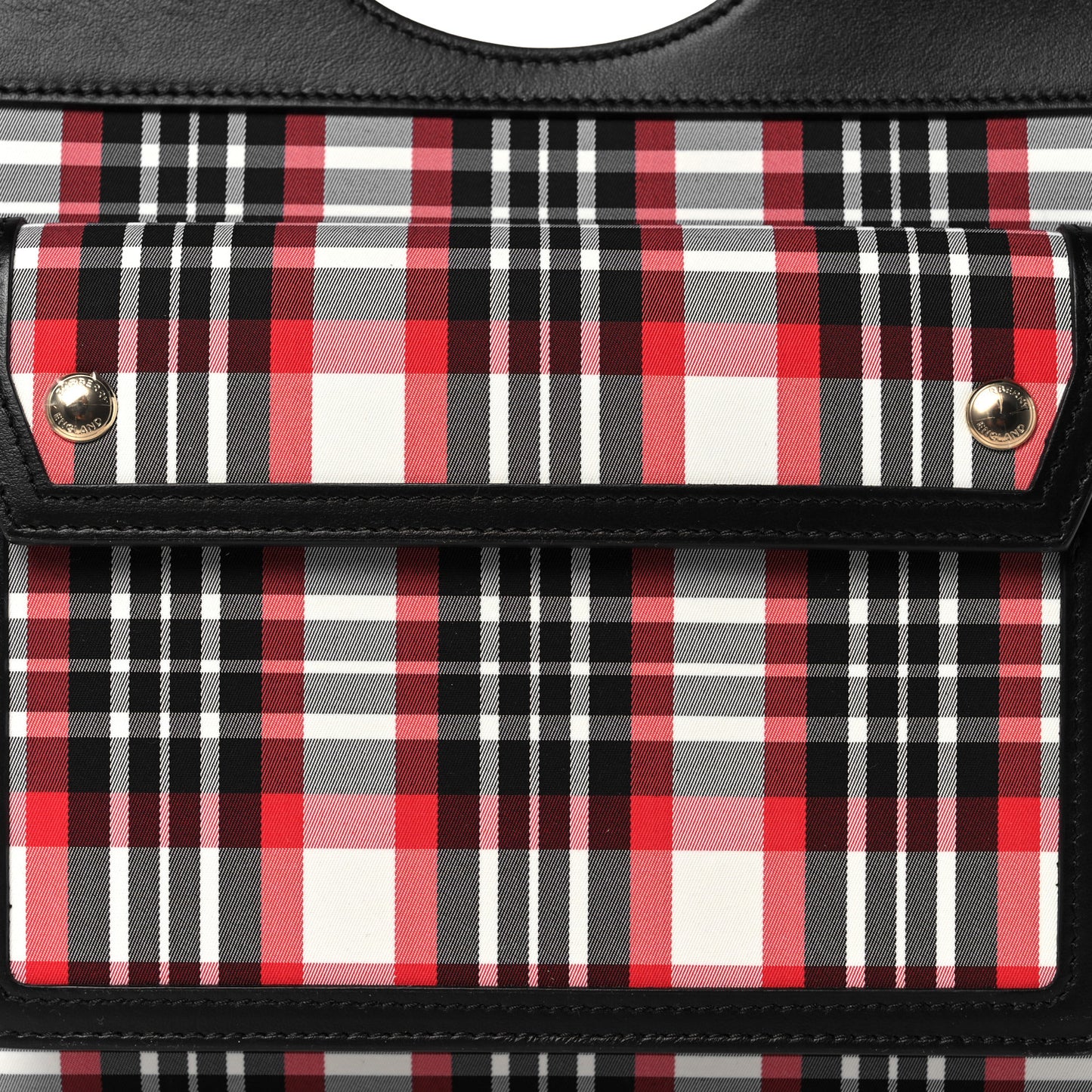 Calfskin Nylon Tartan Mini Pocket Bag Bright Red