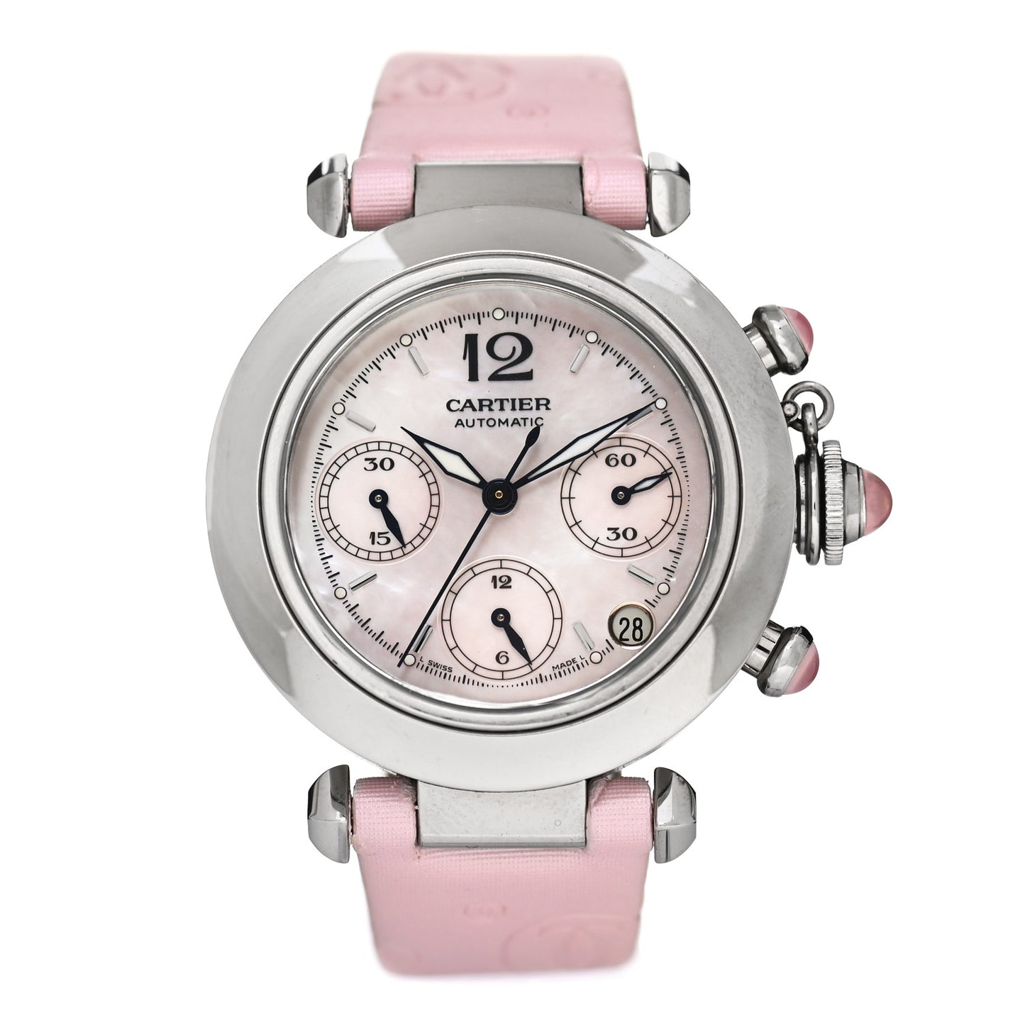 Stainless Steel Satin Mother of Pearl 35mm Miss Pasha Automatic Watch Pink