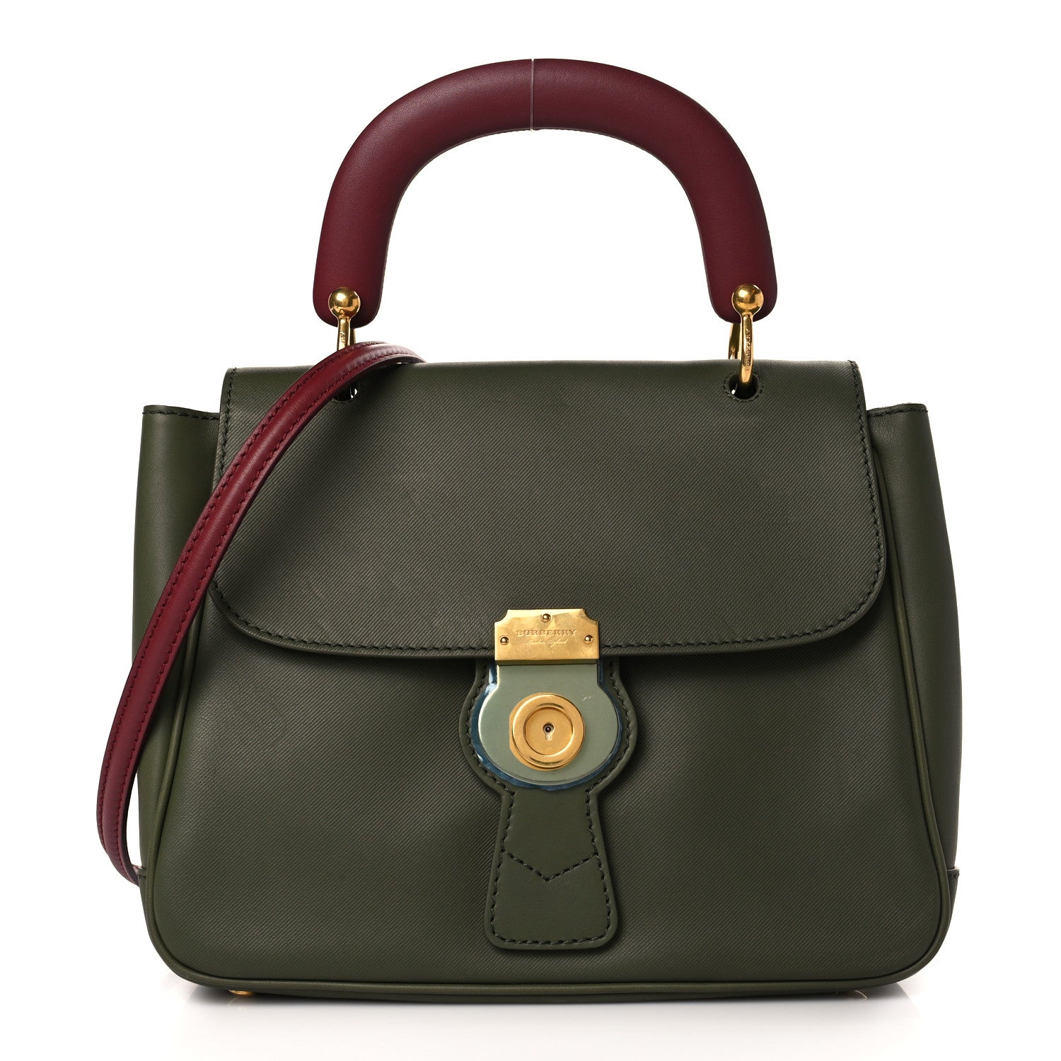 Burberry Trench Calfskin Medium DK88 Top Handle Bag Moss Green 1 of 8