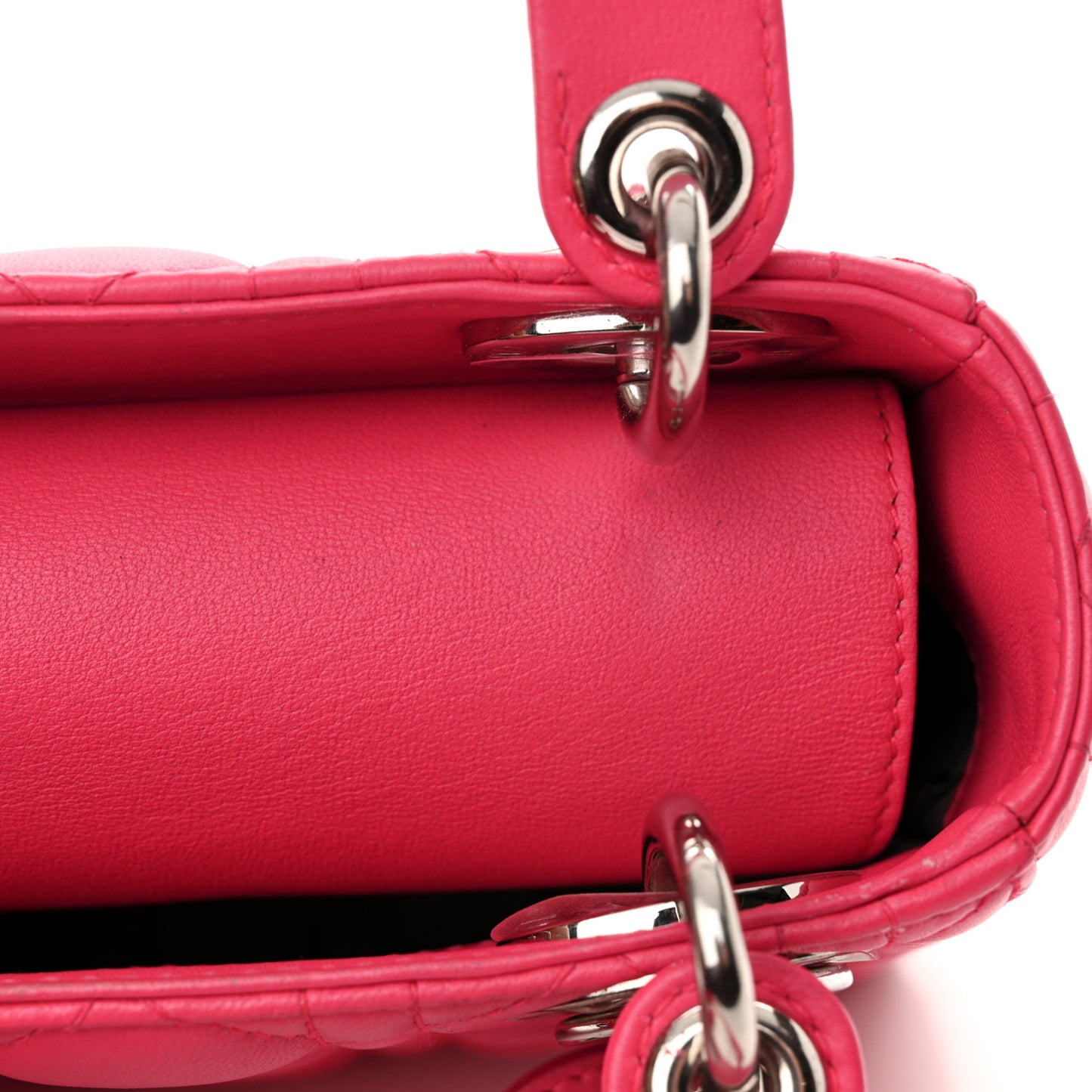 Lambskin Cannage Mini Lady Dior Hot Pink
