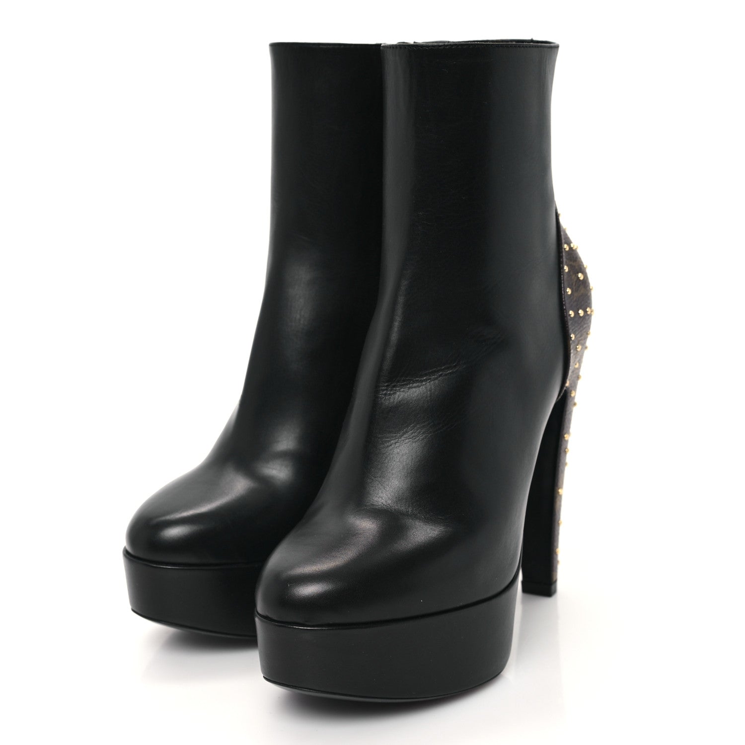 Louis Vuitton Soft Calfskin Monogram Afterglow Platform Ankle Boots 37 Black 4 of 10