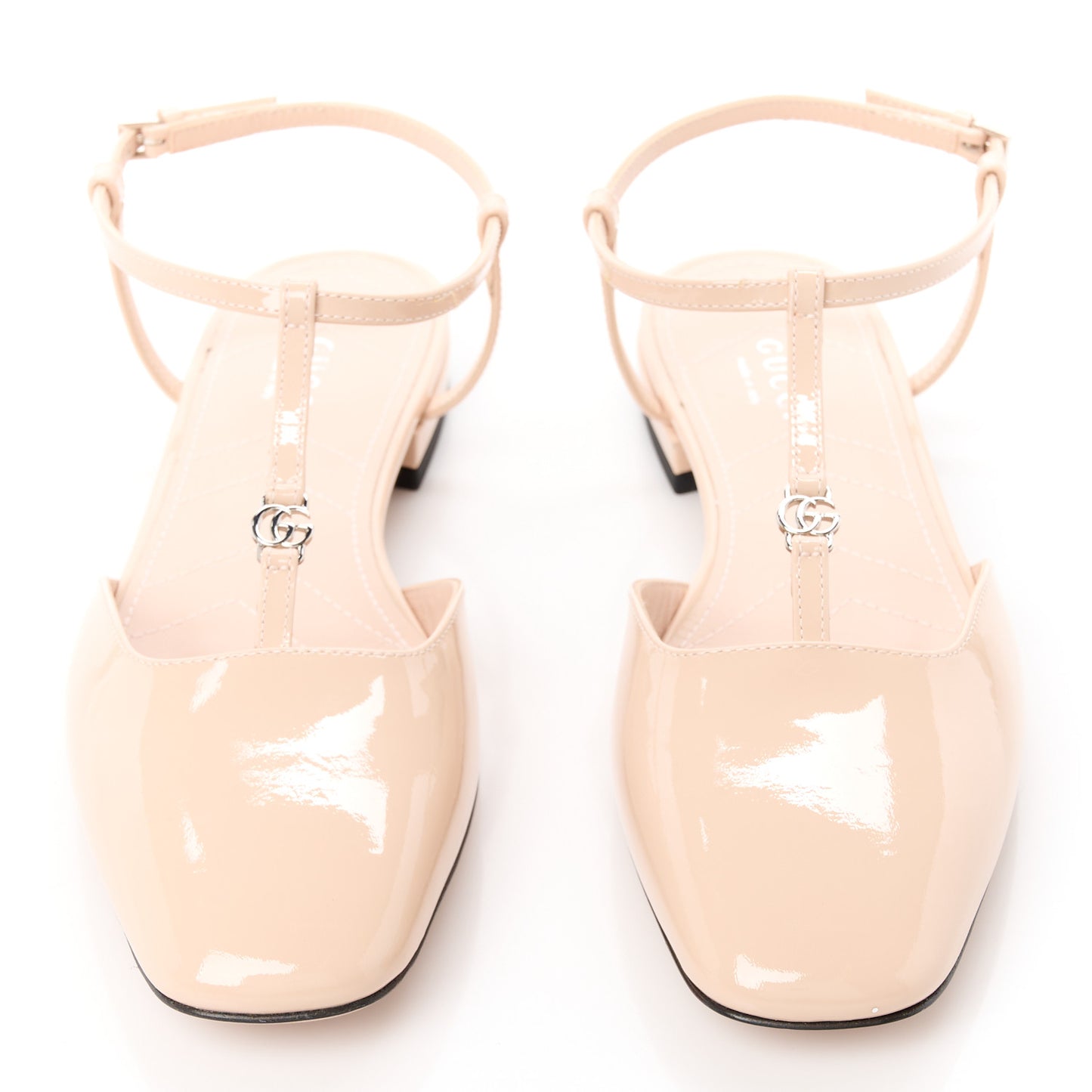 Vernice Crystal Double G Ballet Flat 36.5 Skin Rose