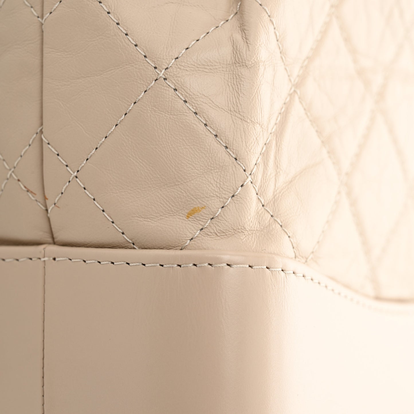 Aged Calfskin Quilted Small Gabrielle Backpack Beige