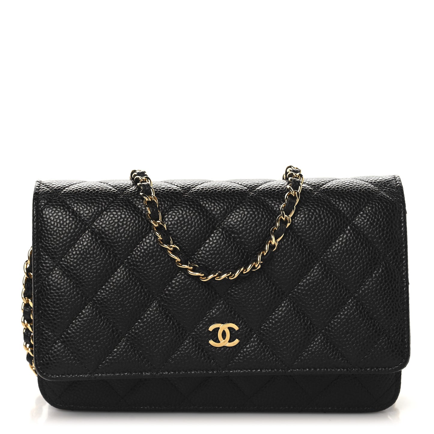 Caviar Quilted Wallet on Chain WOC Black