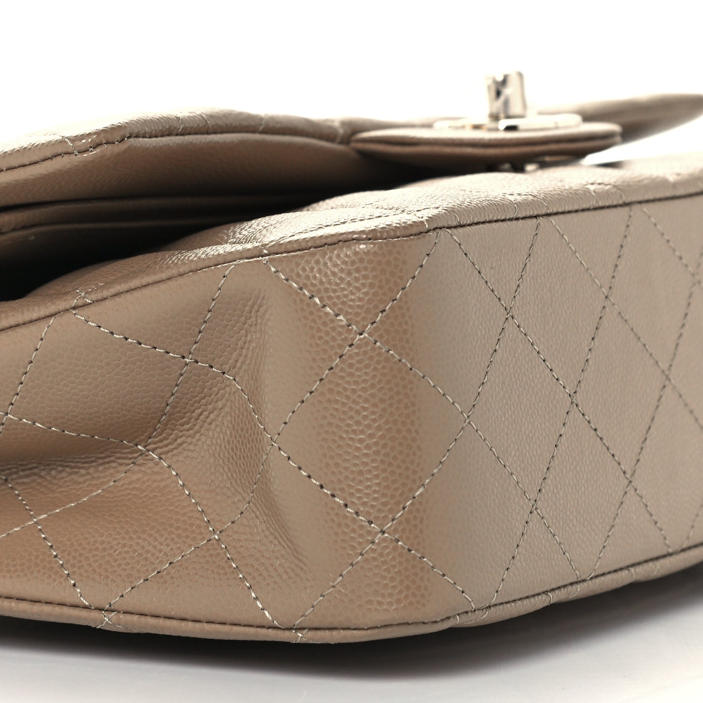 Caviar Quilted Medium Double Flap Dark Beige