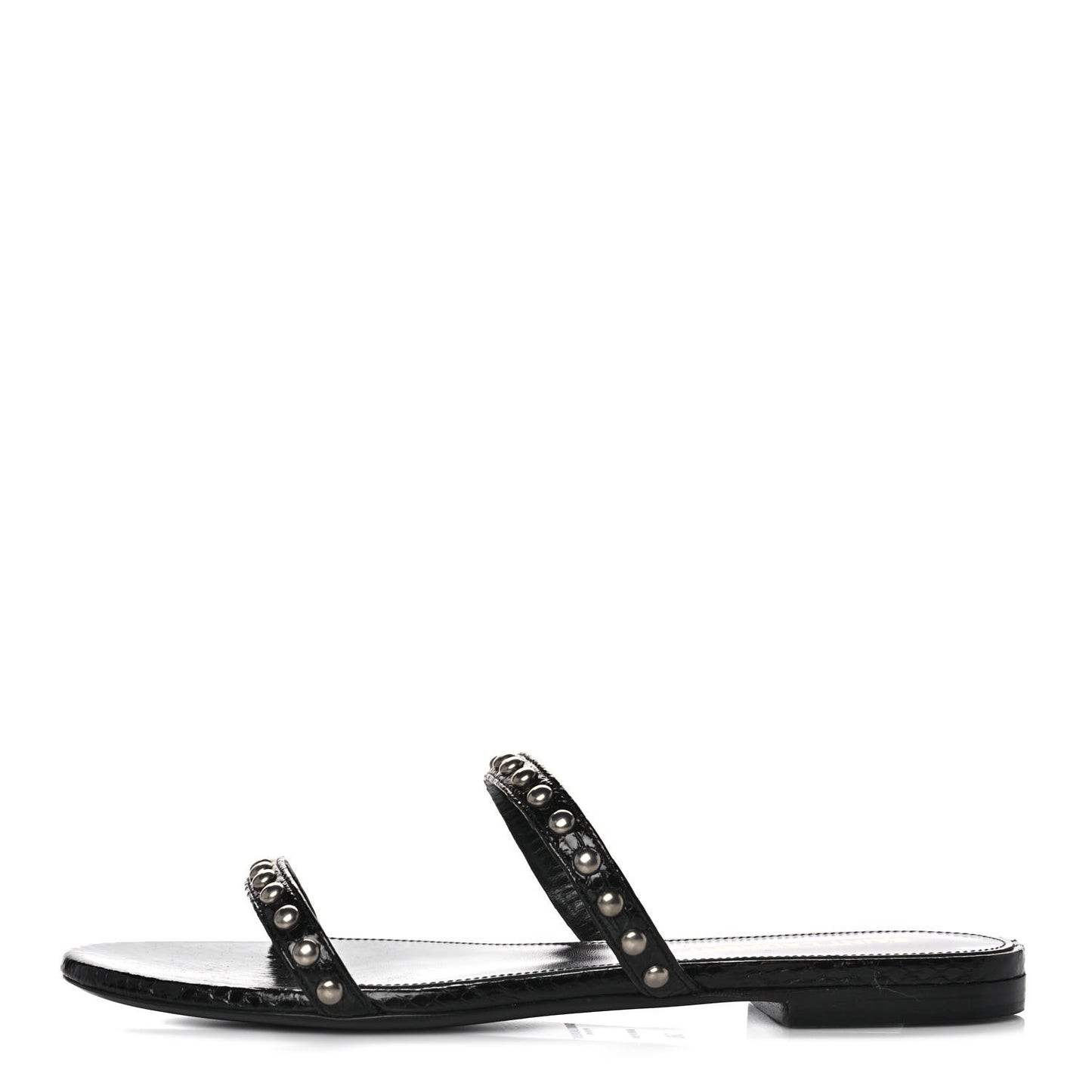 Ayers Snakeskin Embellished Kate Flat Sandals 36 Black
