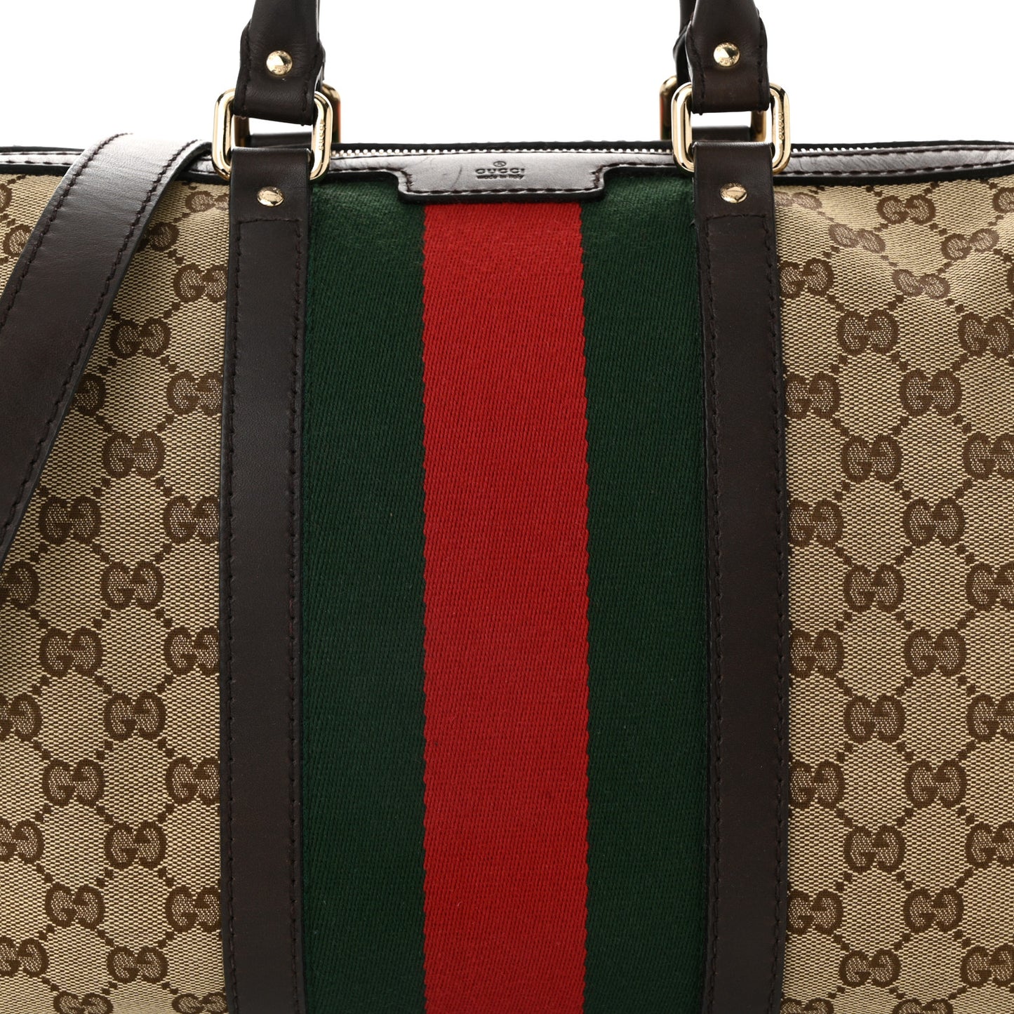 Monogram Selleria Calfskin Vintage Web Medium Boston Beige Ebony Cocoa