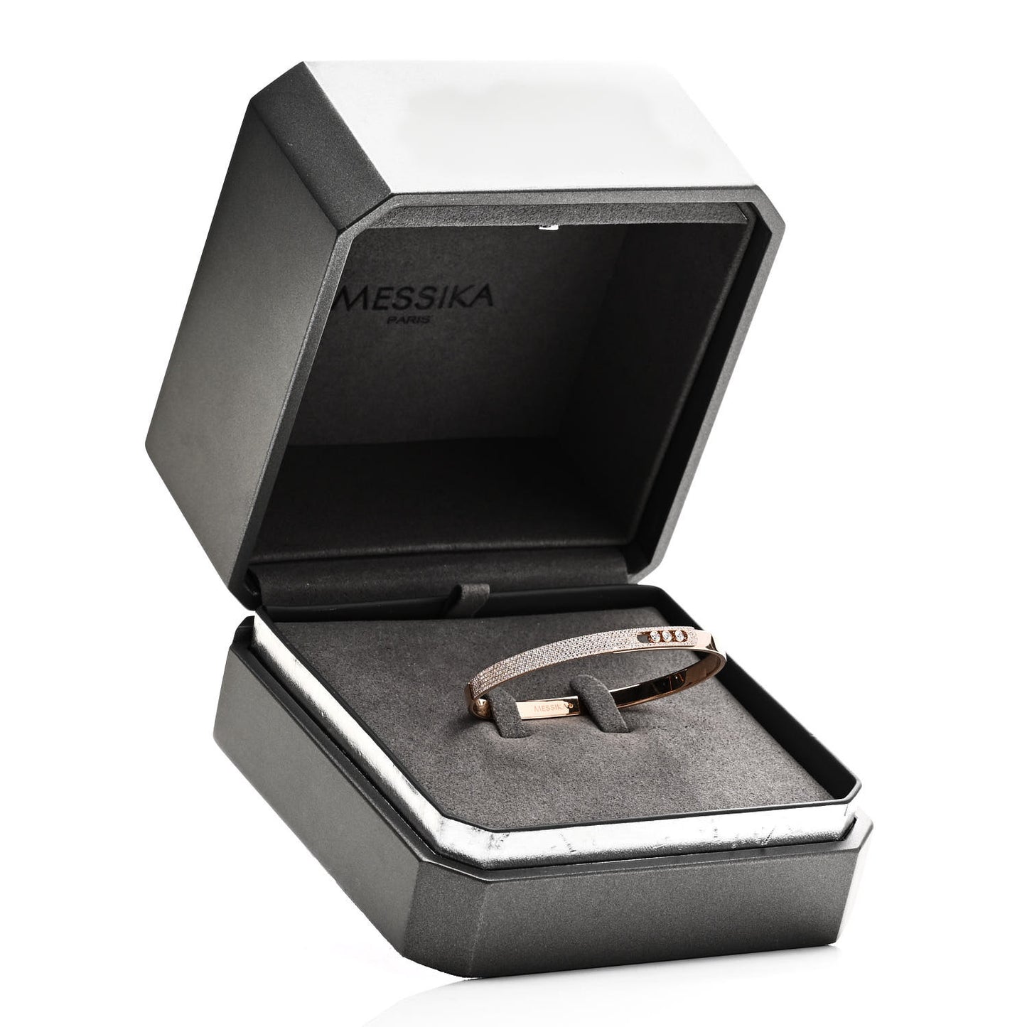 18K Rose Gold Diamond PM Move Noa Pave Bangle Bracelet L