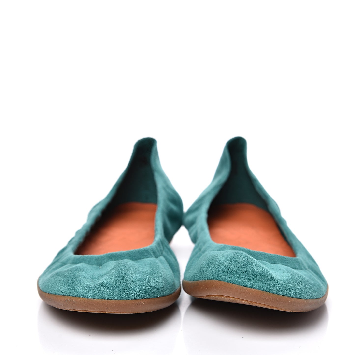 Chevre Velours Carina Ballerina Flats 39.5 Emeraude