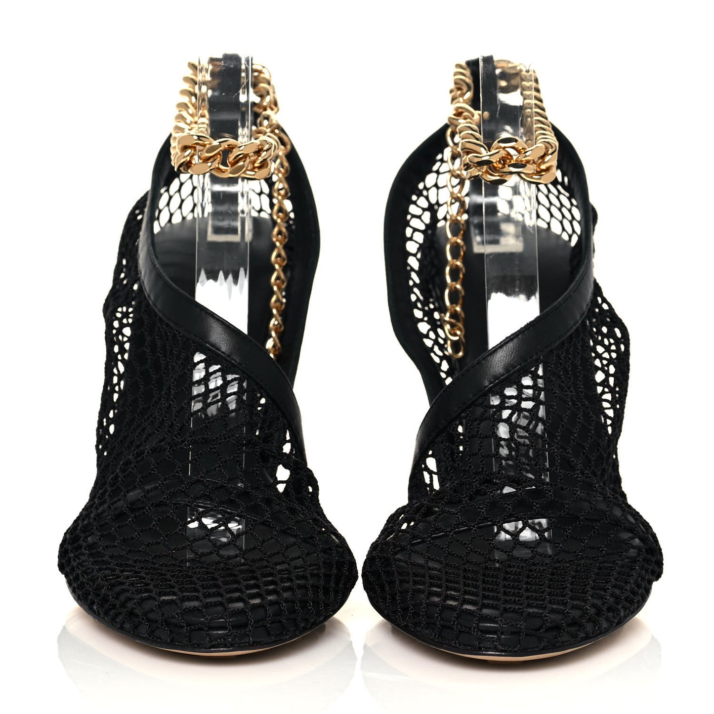 Mesh Nappa Chunky Chain Sandals 36.5 Black