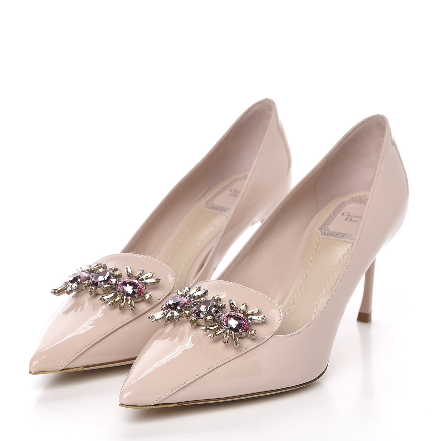 Patent Crystal Dianeme Pumps 38 Rose Poudre