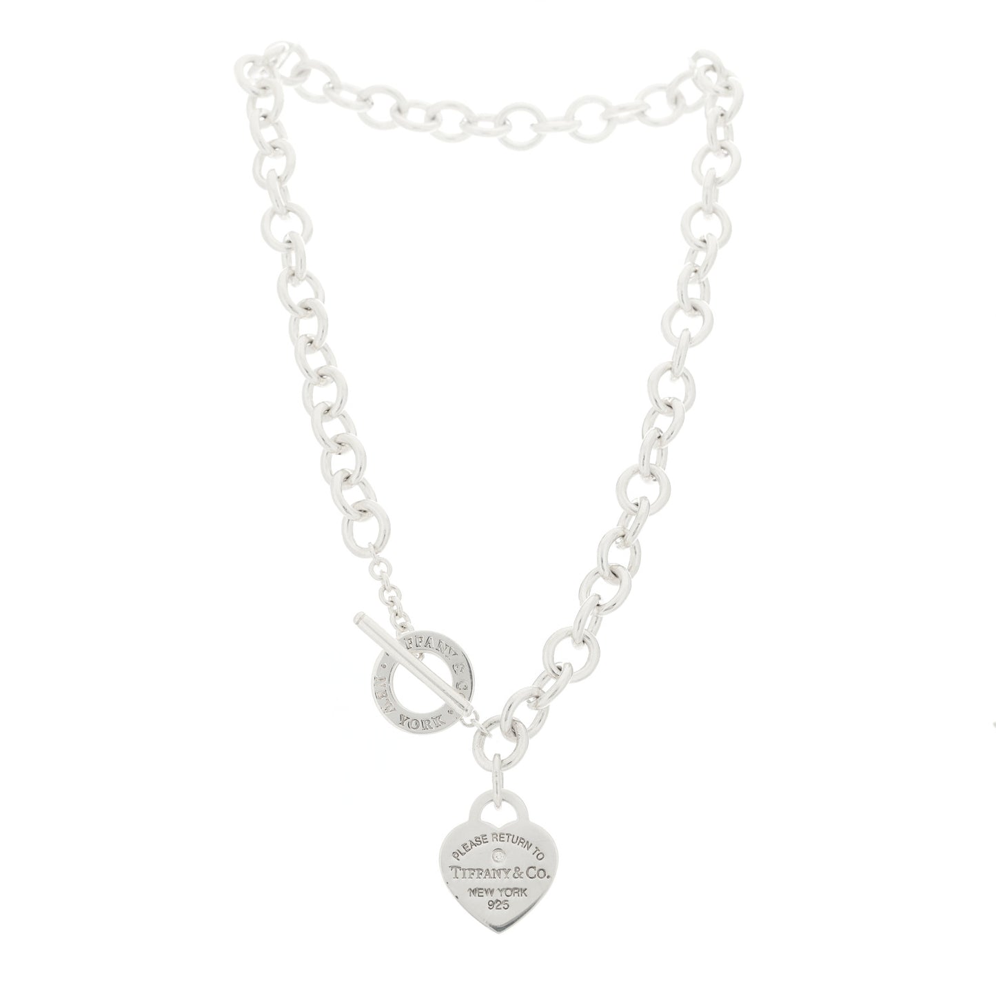 Sterling Silver Diamond Return to Tiffany Heart Tag Toggle Necklace
