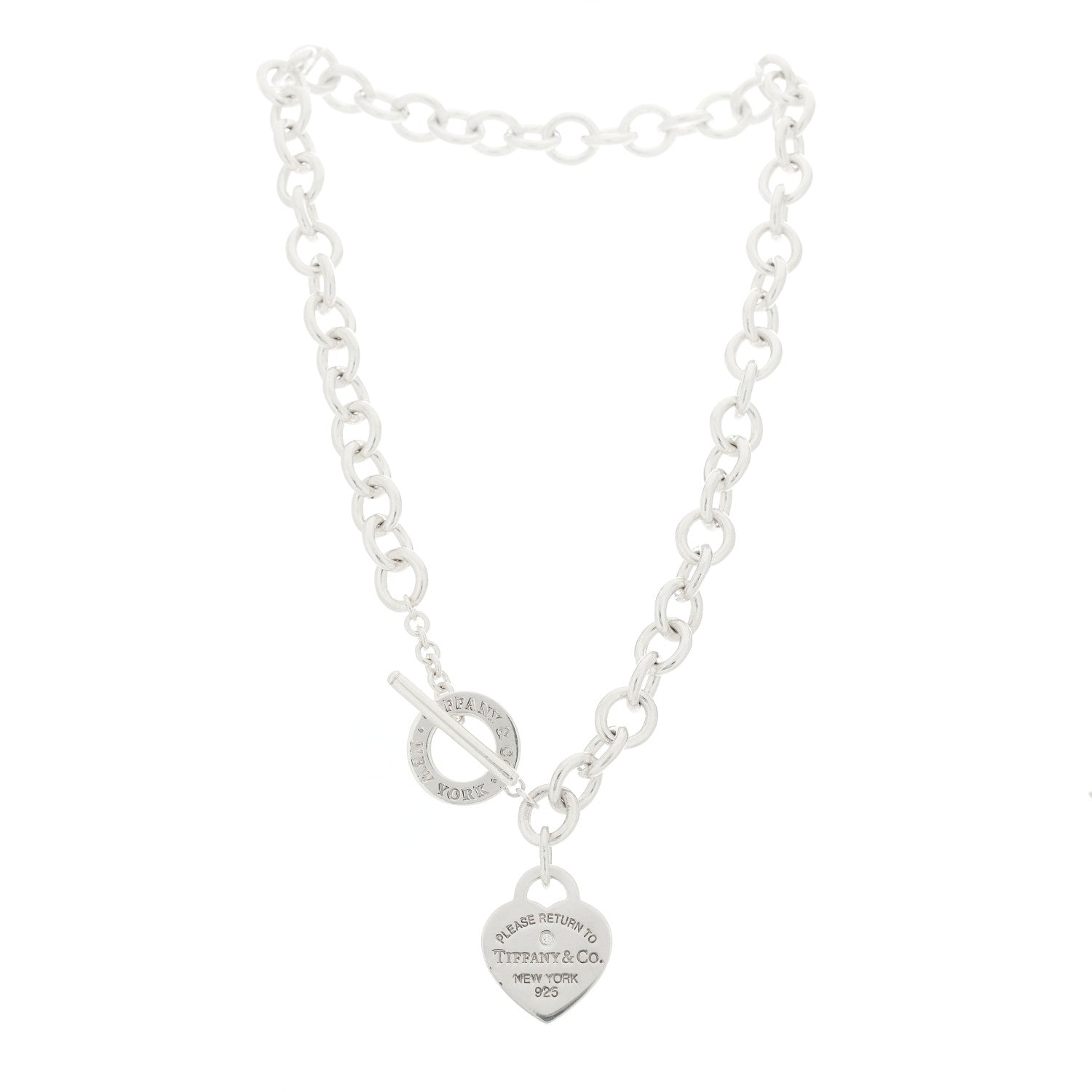 Tiffany Sterling Silver Diamond Return to Tiffany Heart Tag Toggle Necklace 3 of 4