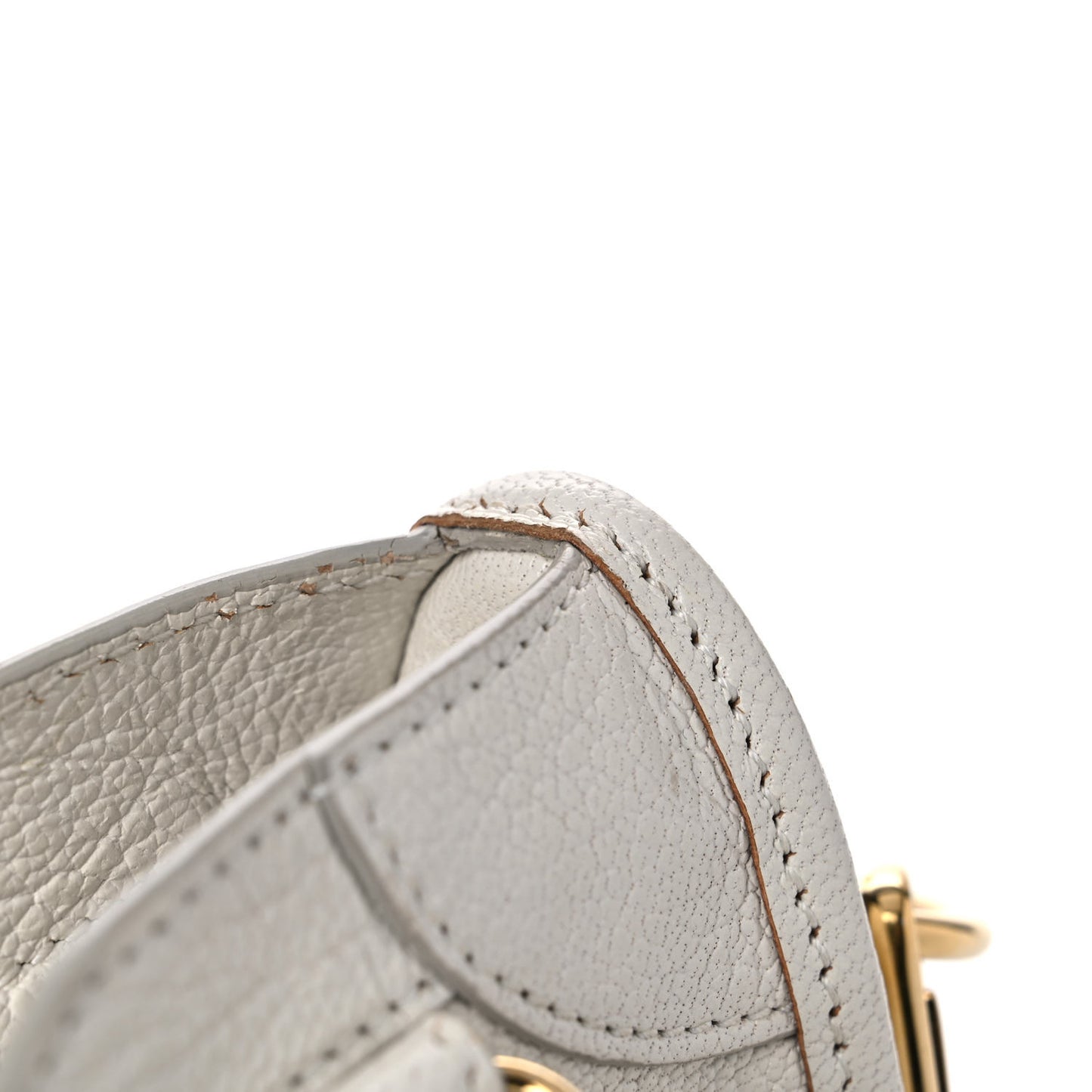 Chevre Gold Metallic Edge Hardware Mini City White