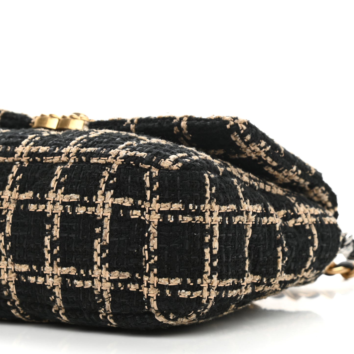 Tweed Quilted Medium Chanel 19 Flap Black Beige