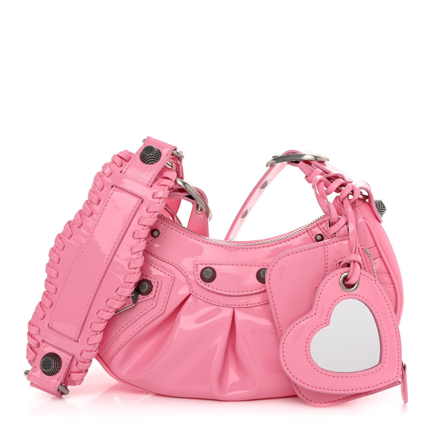 Balenciaga Patent Faux Leather Le Cagole Shoulder Bag XS Sweet Pink 1 of 9