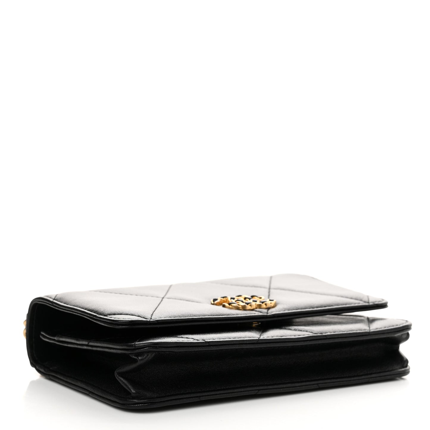 Lambskin Quilted Chanel 19 Wallet On Chain WOC Black