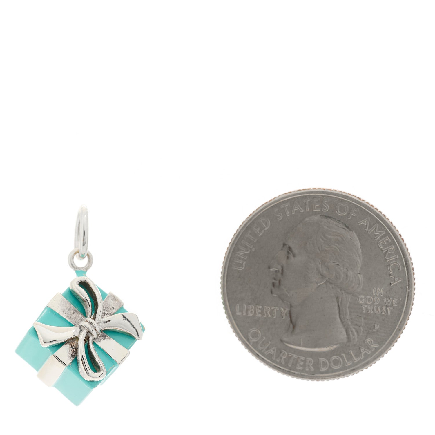 Tiffany Sterling Silver Enamel Gift Box Charm Blue 2 of 6