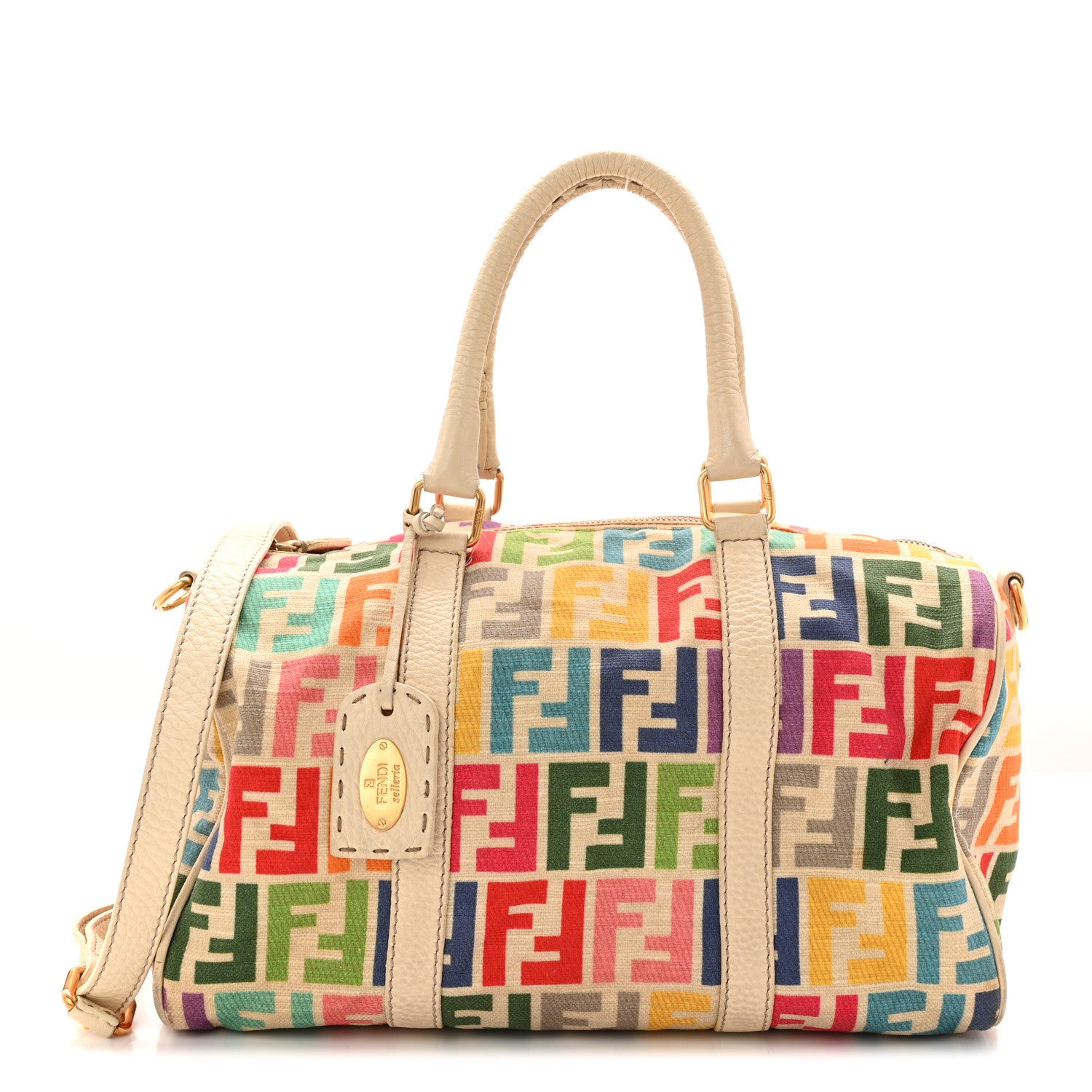 Fendi Zucca Spalmati Vitello Medium FF Multicolor Boston White