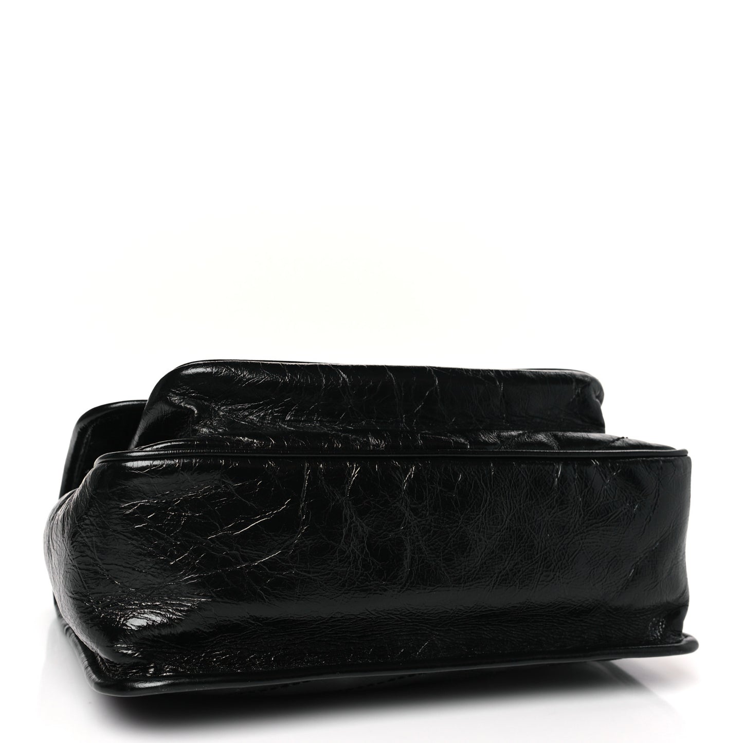 Crinkled Calfskin Matelasse Monogram Medium Niki Chain Satchel Black