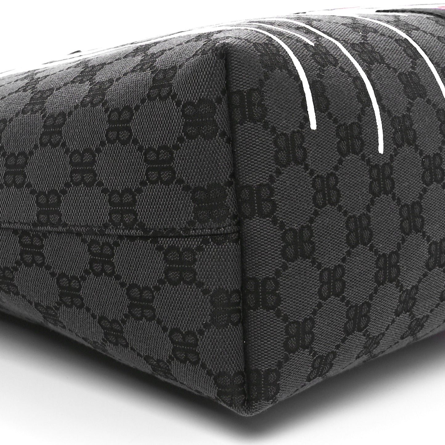 X BALENCIAGA BB Monogram Web Graffiti Medium Ophidia Shopping Tote Black