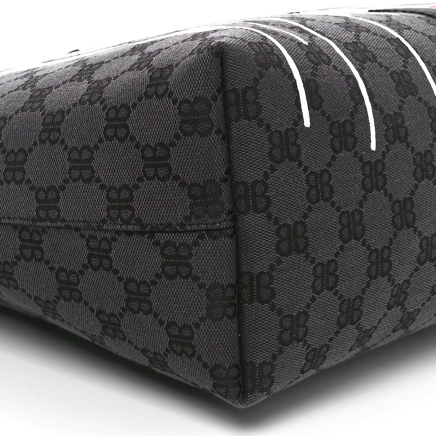 Gucci X BALENCIAGA BB Monogram Web Graffiti Medium Ophidia Shopping Tote Black 9 of 10