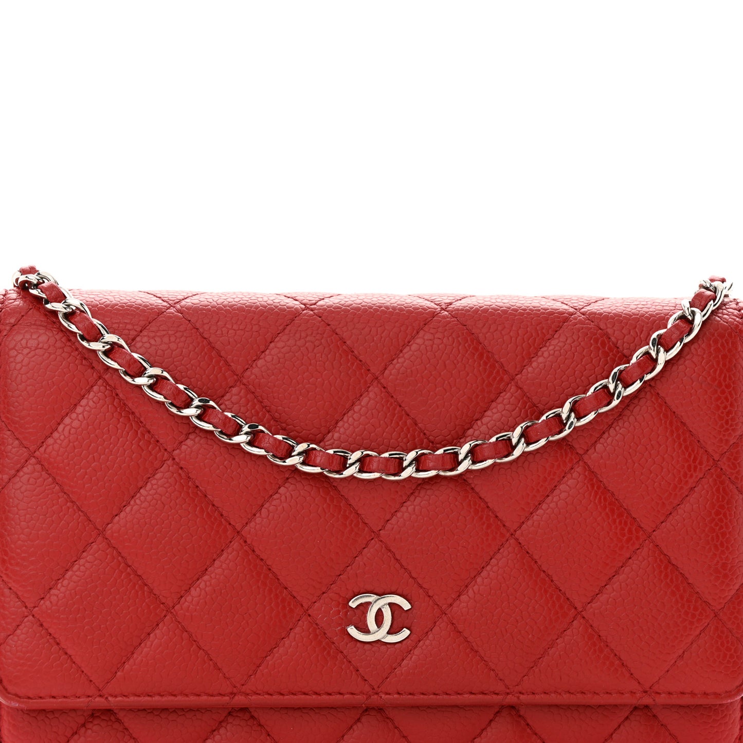 Caviar Quilted Wallet on Chain WOC Red