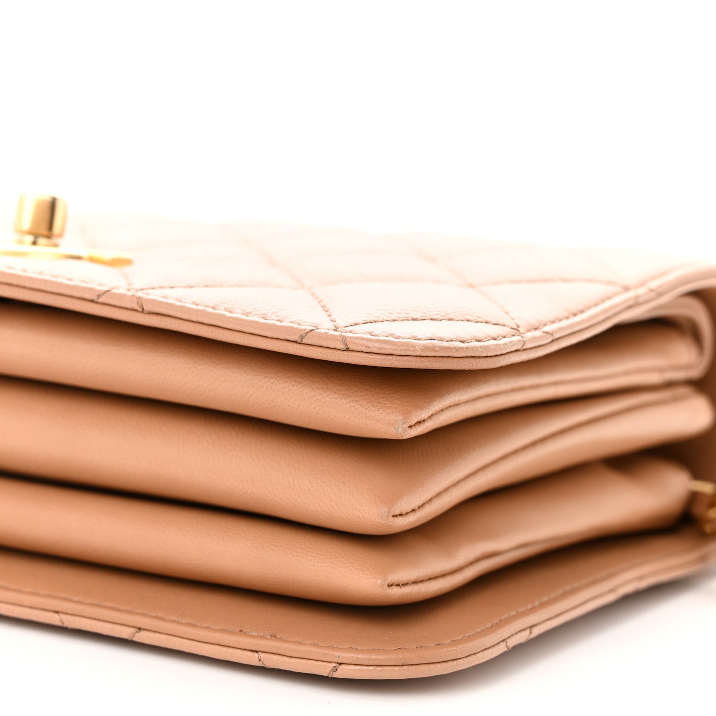 Caviar Quilted Small Top Handle Flap Beige