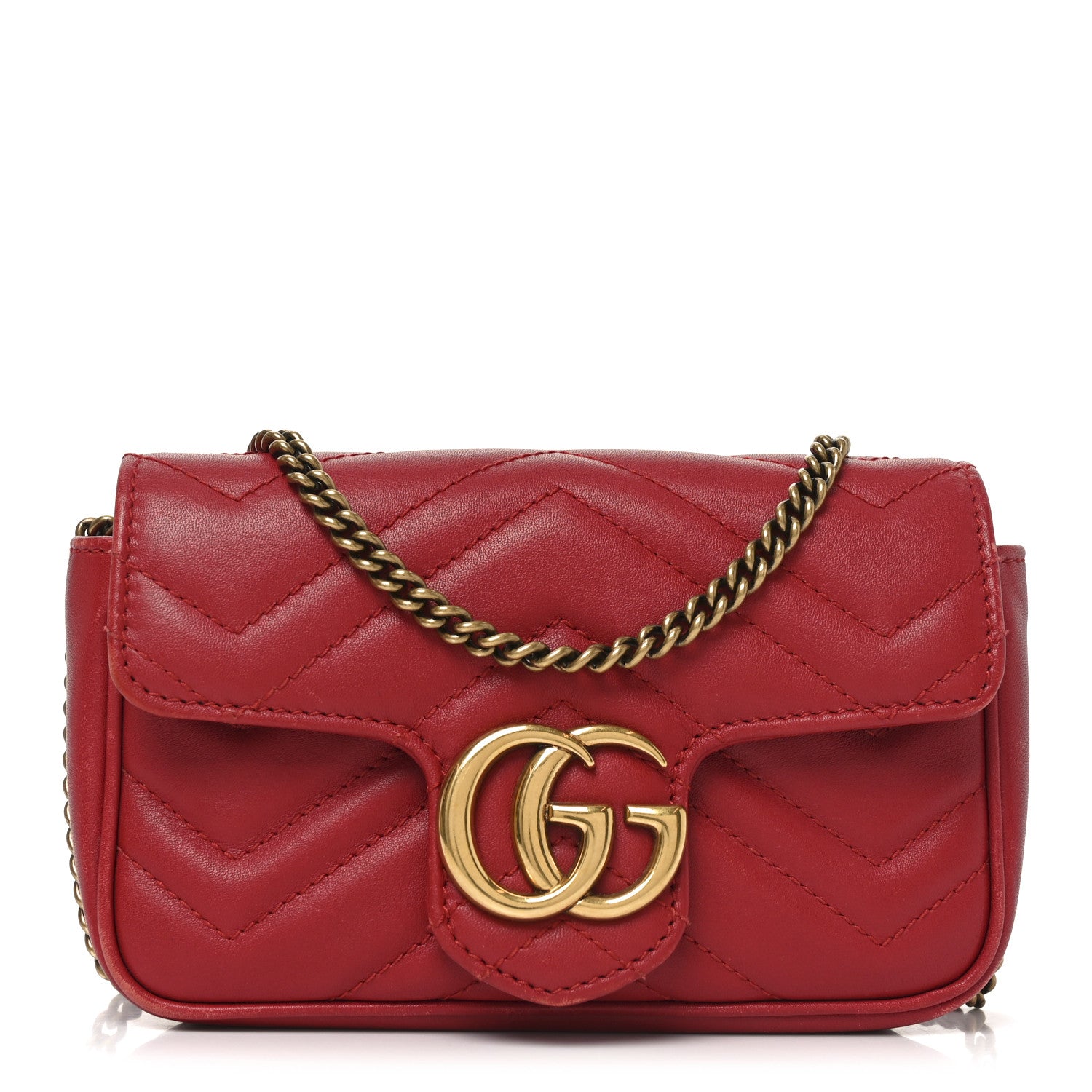 Gucci Calfskin Matelasse Super Mini GG Marmont Shoulder Bag