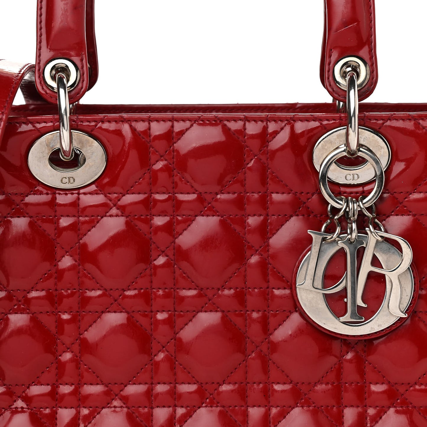 Patent Cannage Medium Lady Dior Red
