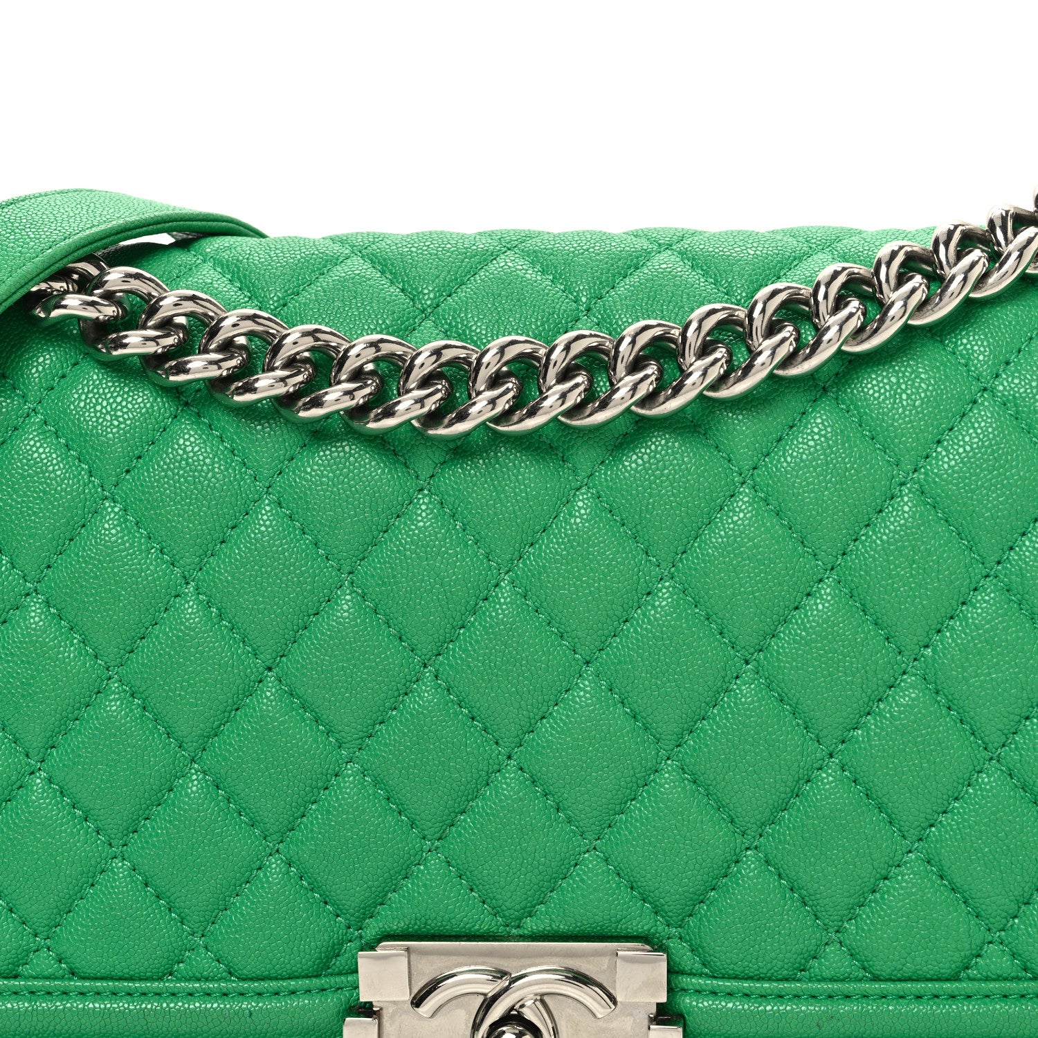 Chanel Caviar Quilted Medium Boy Flap Green 8 of 11