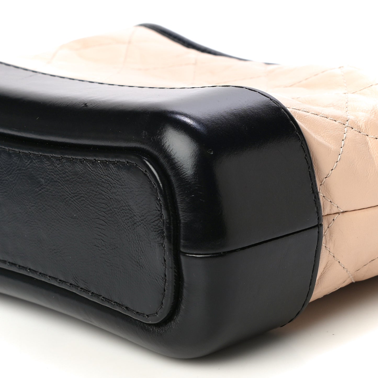 Aged Calfskin Quilted Small Gabrielle Hobo Beige Black
