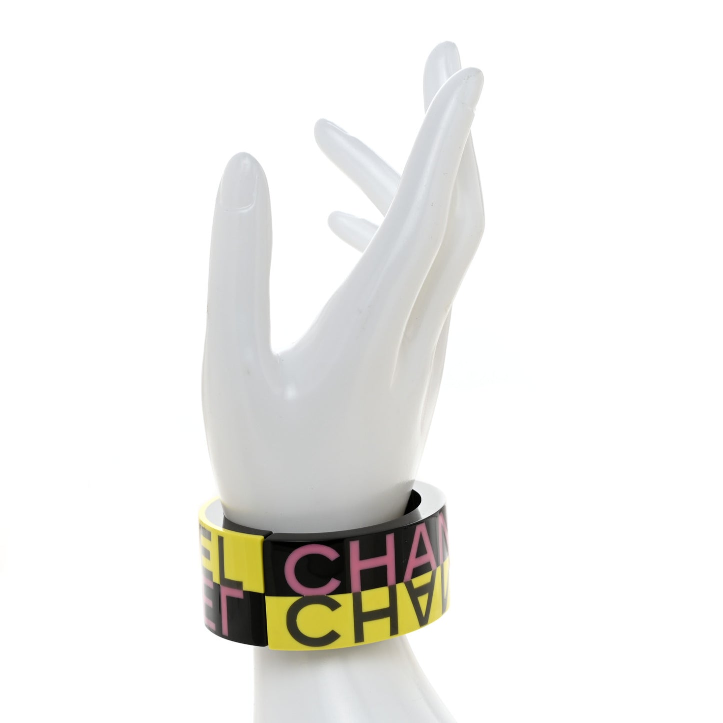 Resin CC Cuff Bracelet Black Yellow Pink