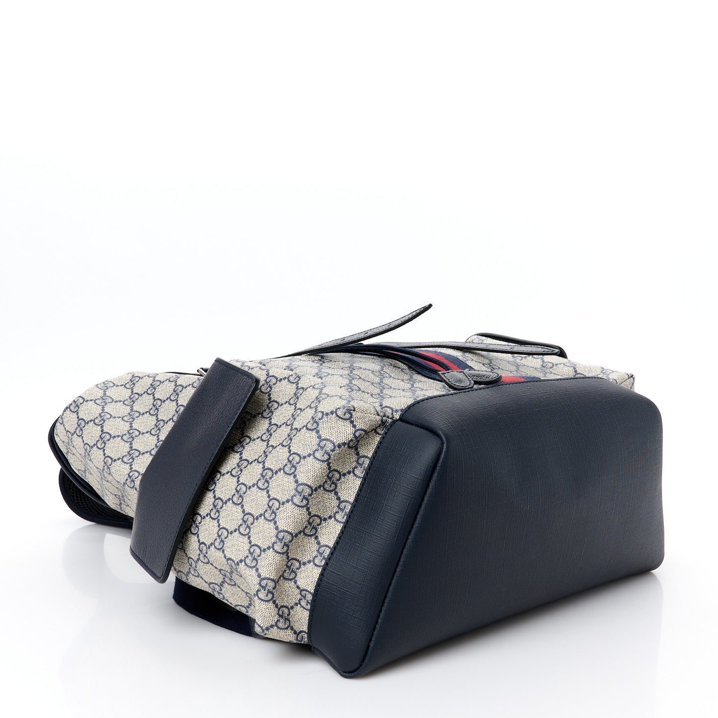 GG Supreme Monogram Medium Ophidia Double Buckle Backpack Beige Blue Black