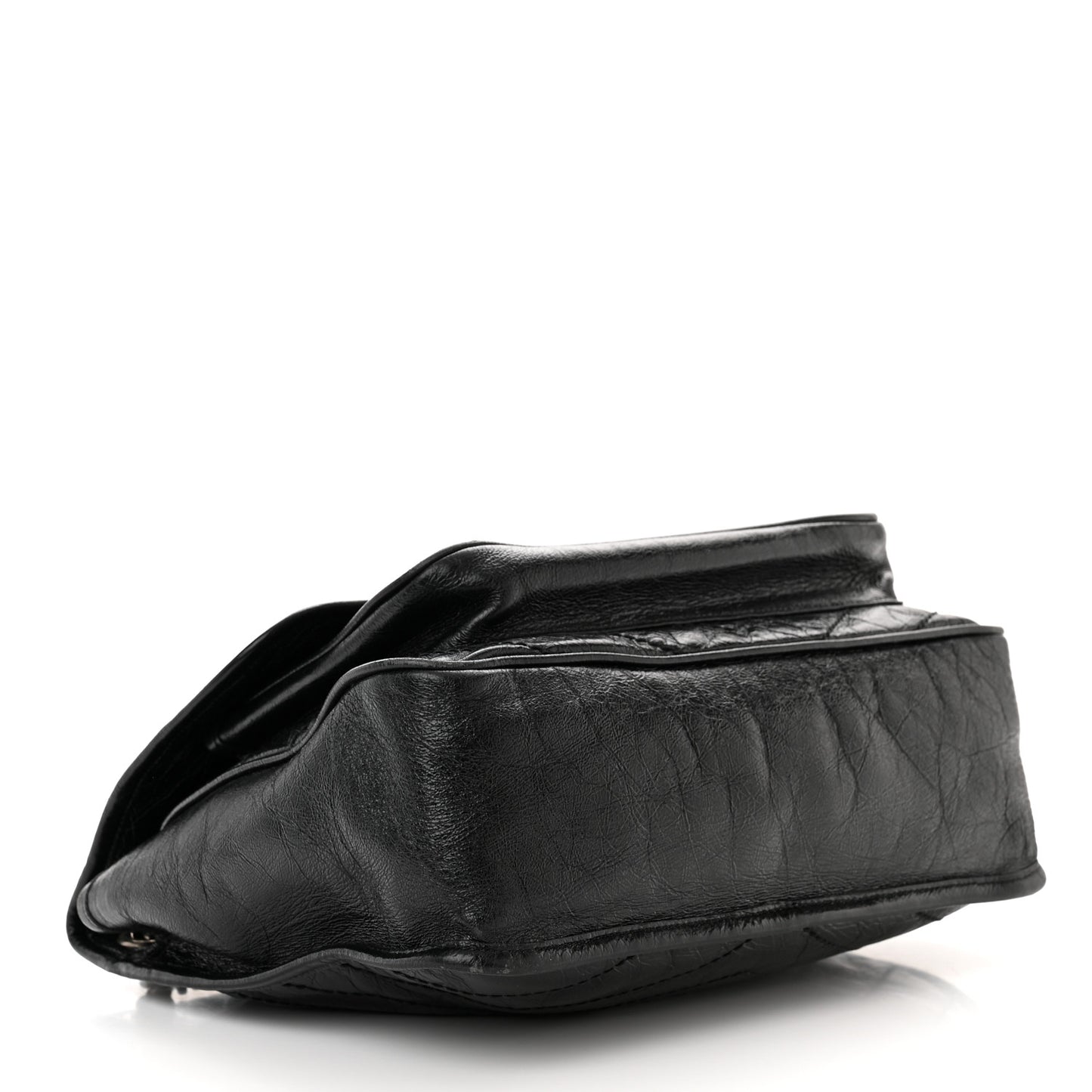 Crinkled Calfskin Matelasse Monogram Medium Niki Chain Satchel Black